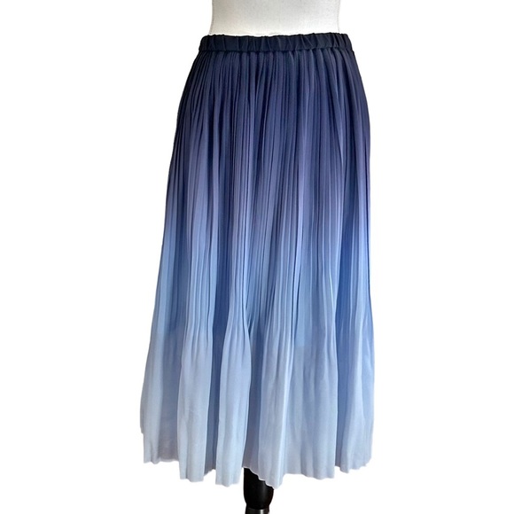 NEW Banana Republic Ombré Pleated Full A-line Skirt Women’s SZ Small in Blue - Picture 4 of 8
